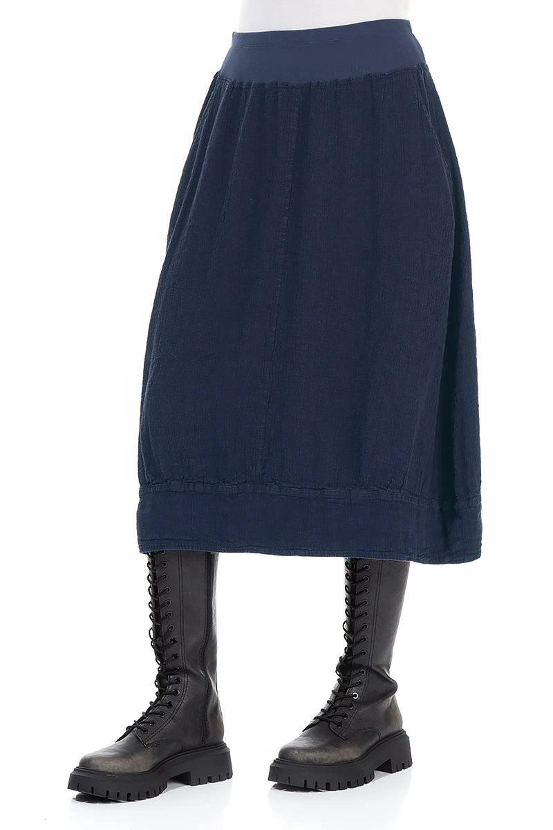 Midi Blue Linen Viscose Skirt 3