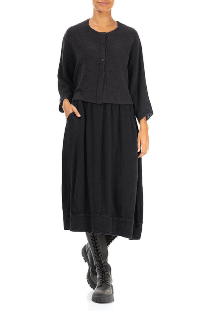 Midi Graphite Linen Viscose Skirt 4