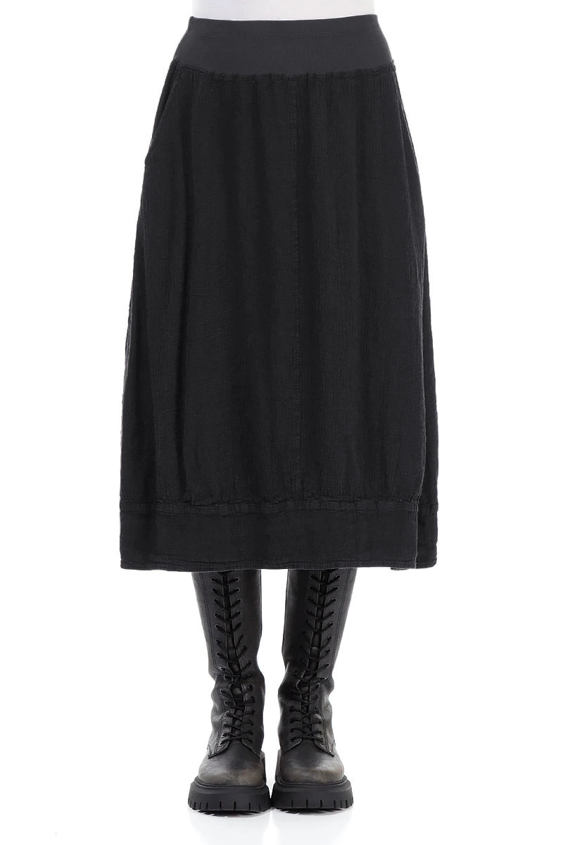 Midi Graphite Linen Viscose Skirt 1