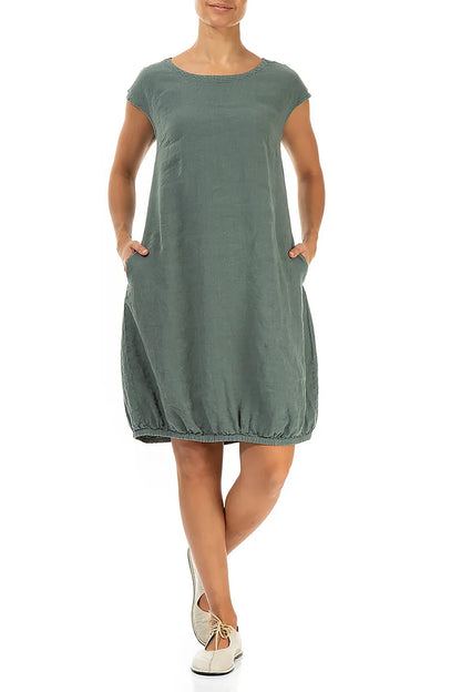 Midi Sage Linen Dress 4