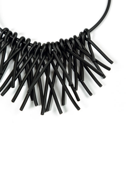 Midnight Cluster Black Rubber Necklace 4
