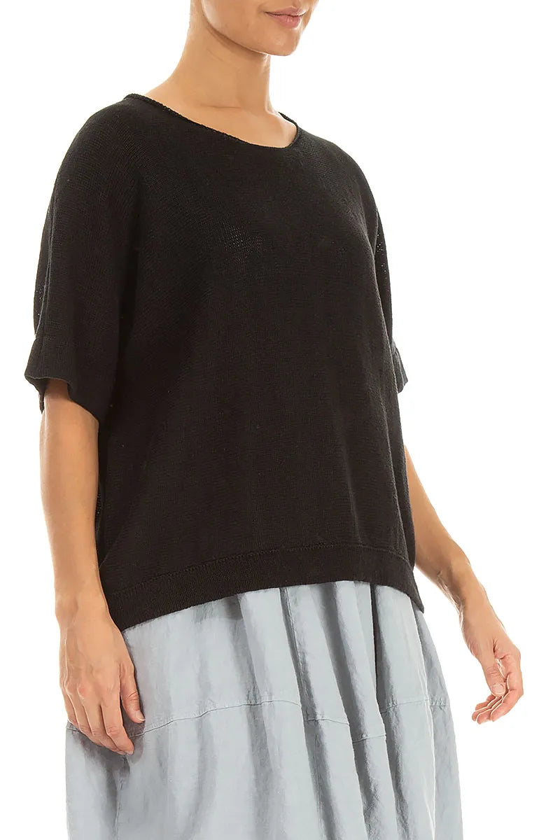 Minimal Black Linen Jumper 3