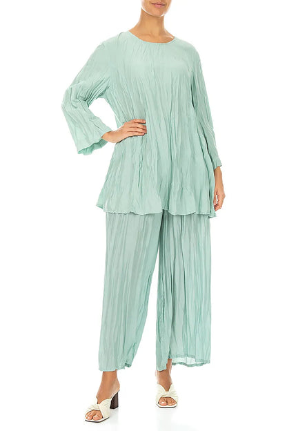 Mint Crumpled Pure Silk Tunic 4