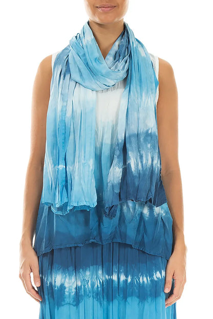 Ocean Blue Ombré Pure Silk Scarf 1