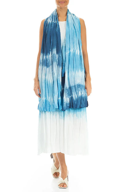Ocean Blue Ombré Pure Silk Scarf 2