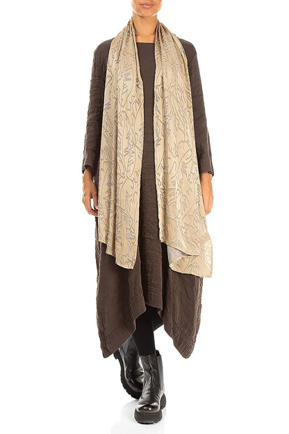 Olive Devoré Feather Silk Scarf 2