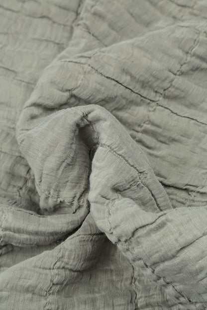 Olive Grey Pleated Silk Linen Blouse 6