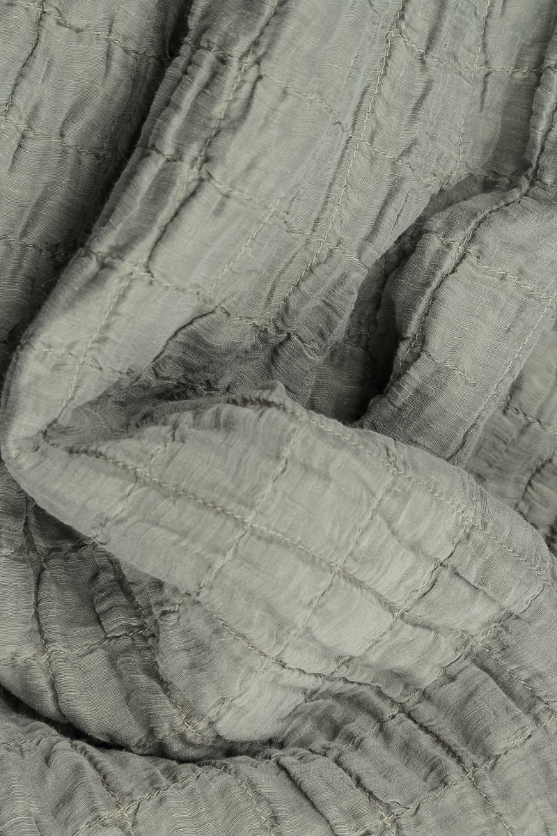 Olive Grey Pleated Silk Linen Blouse 5
