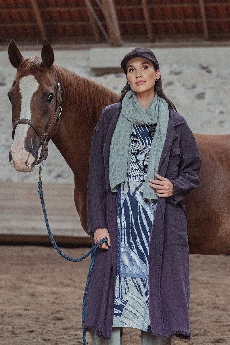 Olive Grey Textured Linen Scarf 6