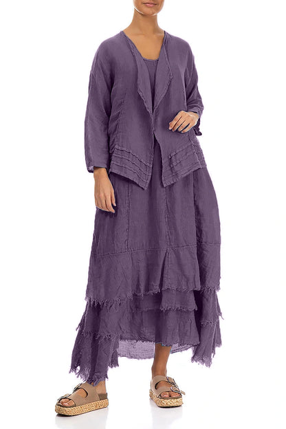 Open Amethyst Gauze Linen Jacket 4