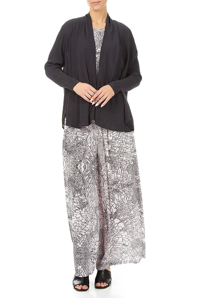 Open Graphite Silk Viscose Jacket 4