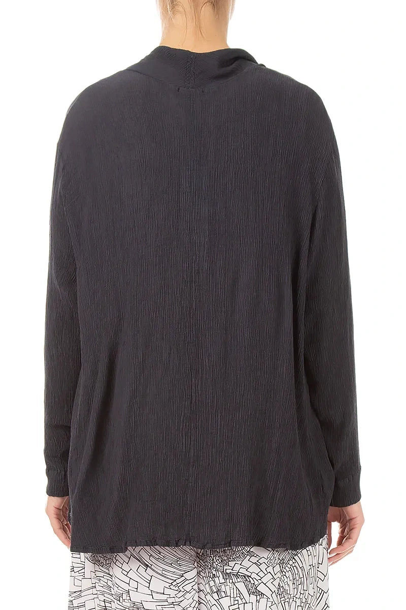 Open Graphite Silk Viscose Jacket 2