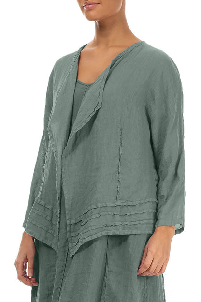 Open Sage Gauze Linen Jacket 3