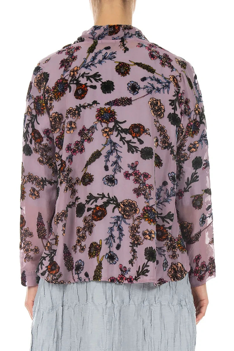 Open Velvet Blooms Devoré Silk Jacket 2