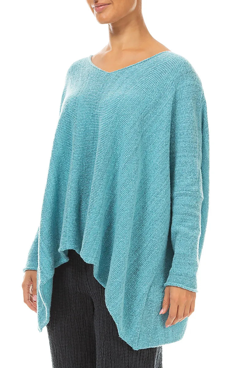 Oversized Ice Blue Mélange Wool Sweater