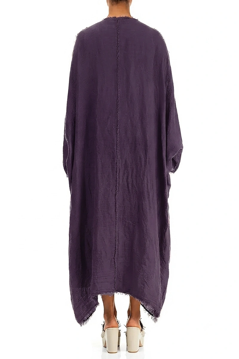 Oversized Raw Edge Amethyst Gauze Linen Jacket 2