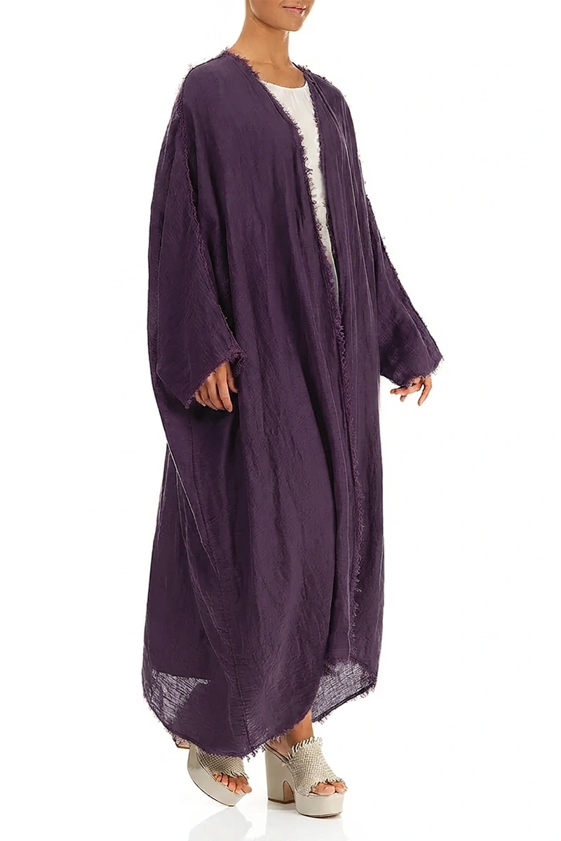 Oversized Raw Edge Amethyst Gauze Linen Jacket 3