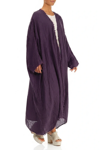 Oversized Raw Edge Amethyst Gauze Linen Jacket 3