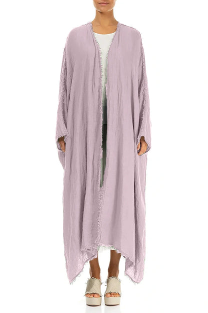 Oversized Raw Edge Lilac Gauze Linen Jacket 1