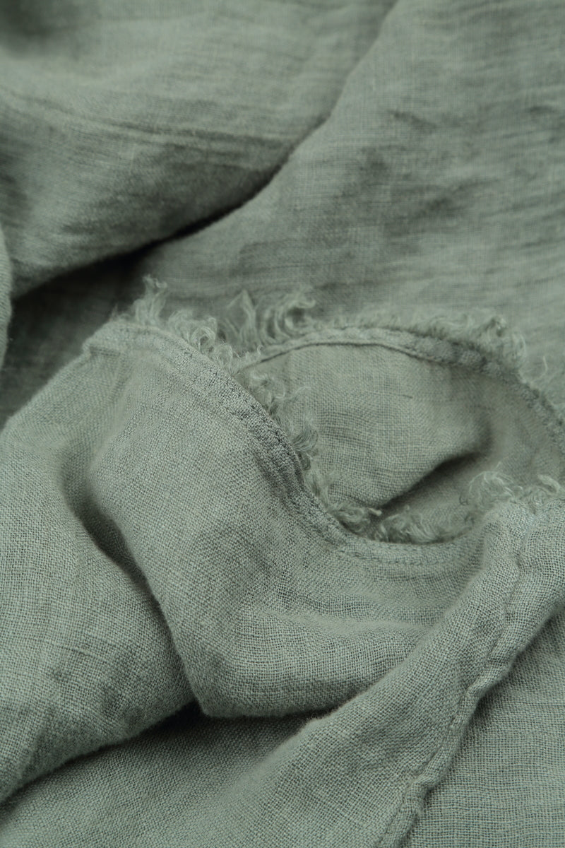 Oversized Raw Edge Sage Gauze Linen Jacket 6