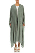 Oversized Raw Edge Sage Gauze Linen Jacket 1