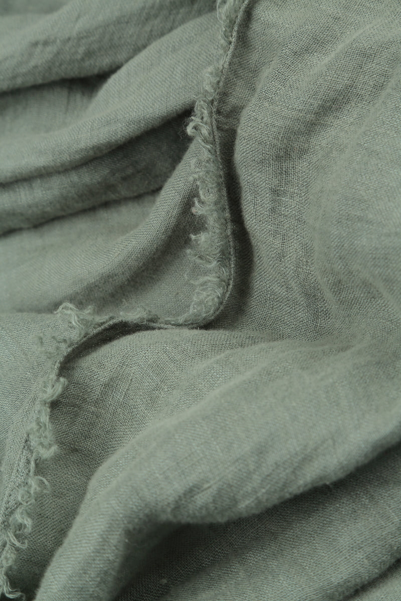 Oversized Raw Edge Sage Gauze Linen Jacket 5