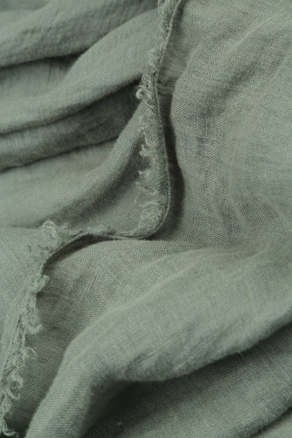 Oversized Raw Edge Sage Gauze Linen Jacket 5
