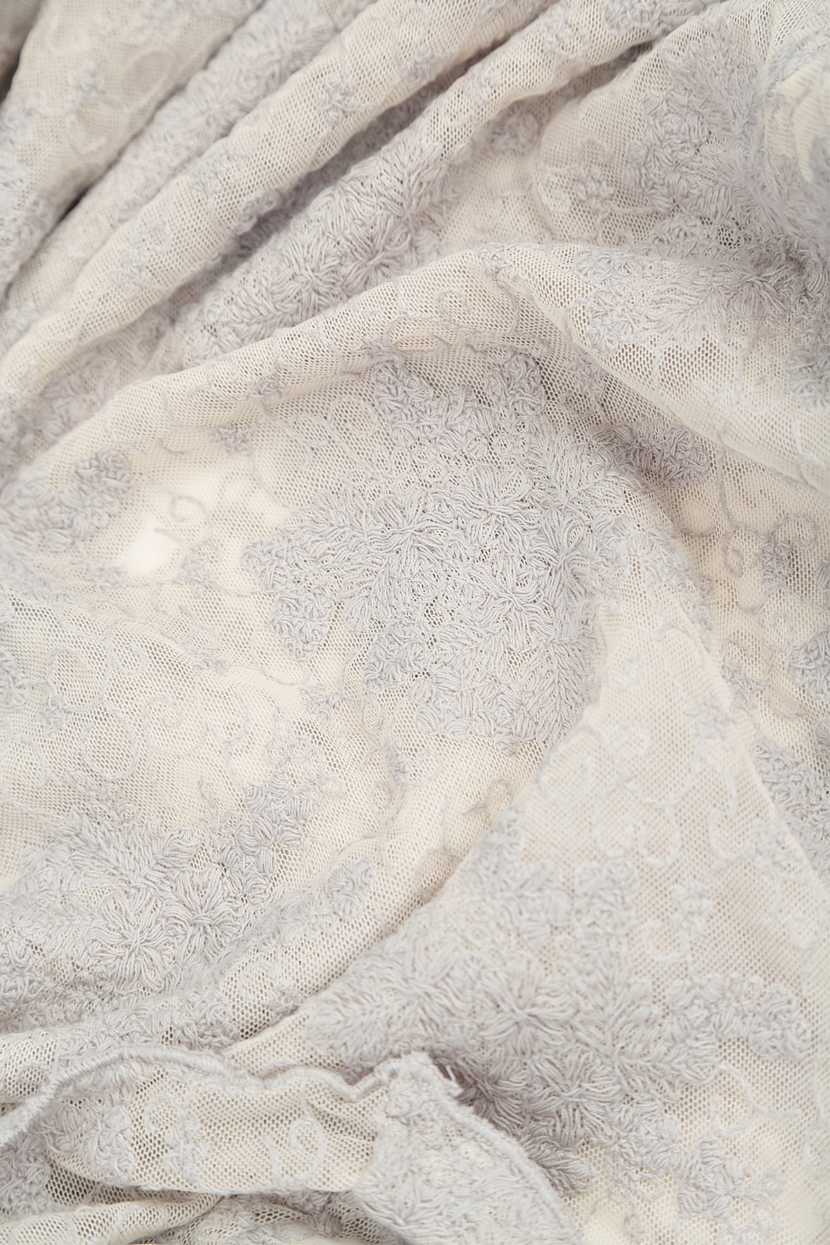Pearl Grey Floral Cotton Lace Blouse