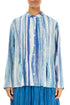 Pin-Tucked Blue Wash Stripe Silk Bamboo Shirt 1