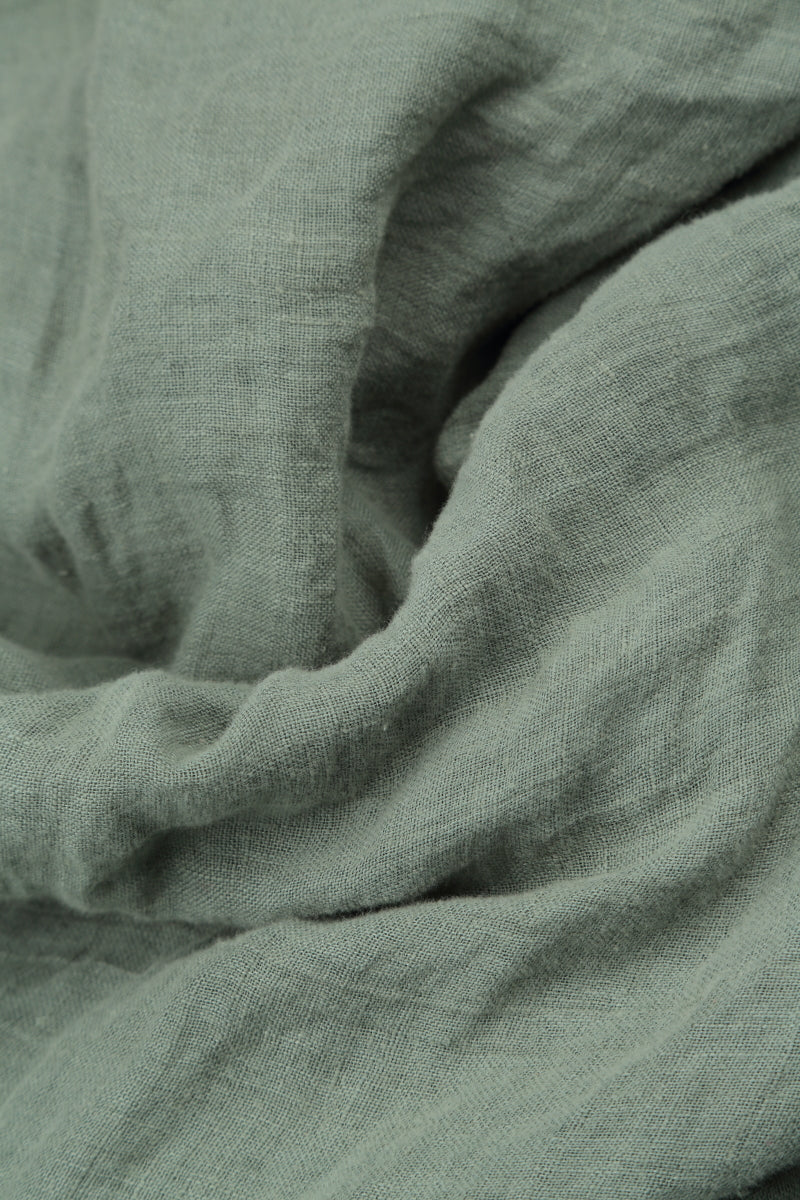Pin-Tucked Sage Gauze Linen Tunic 5