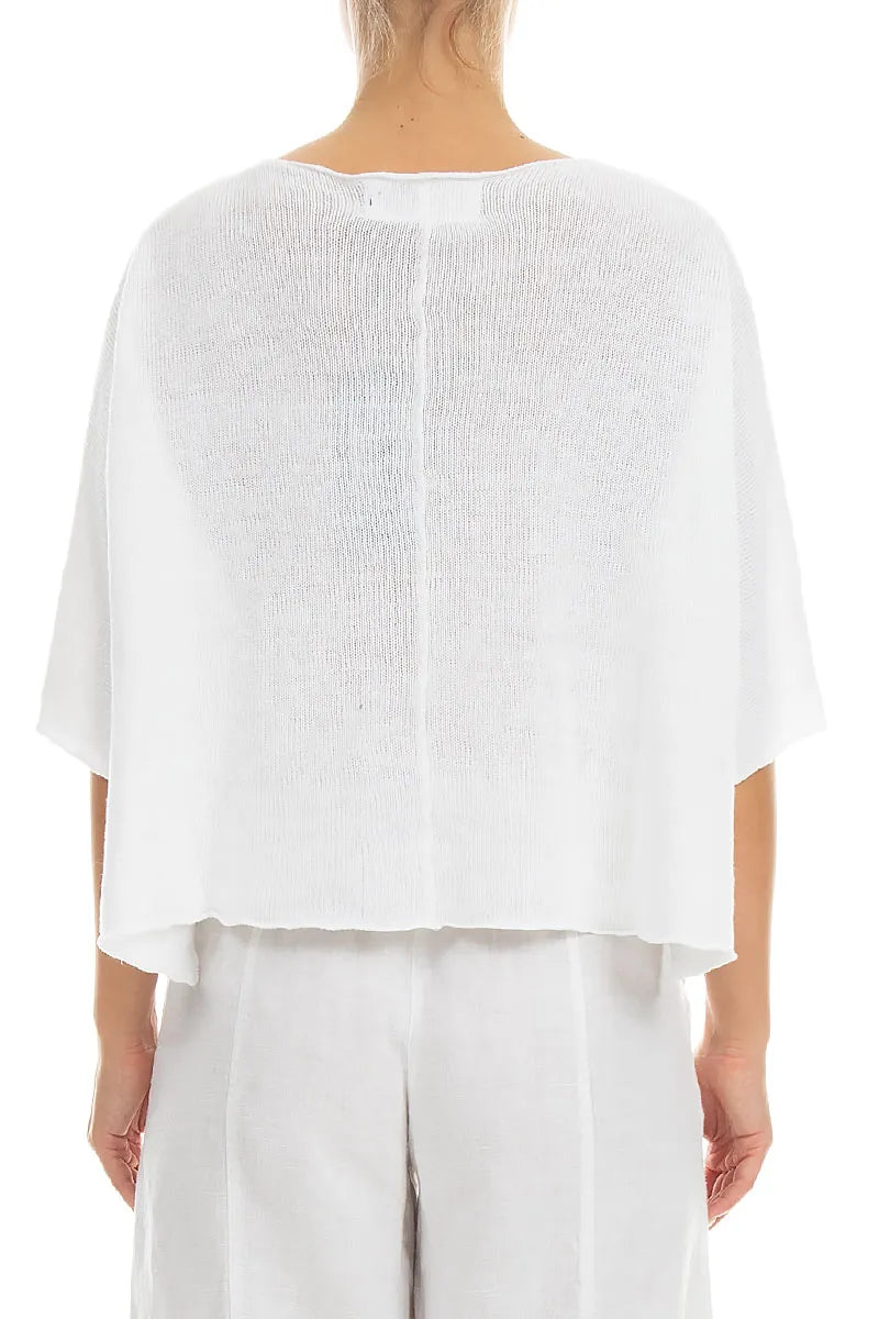 Pintuck Front White Linen Cardigan 2