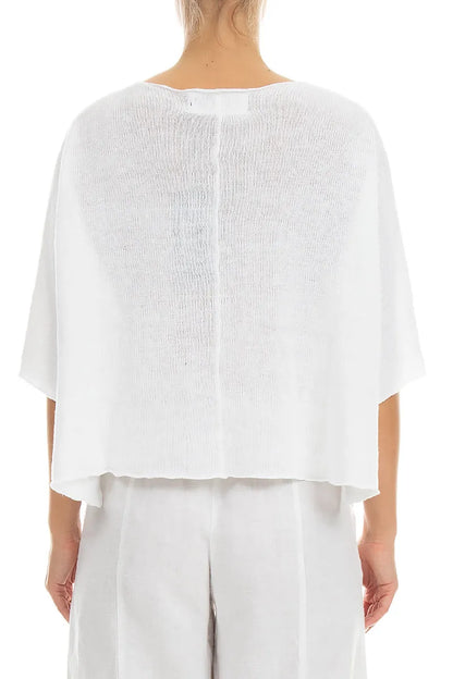 Pintuck Front White Linen Cardigan 2