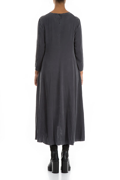 Raw Trims Anthracite Silk Dress