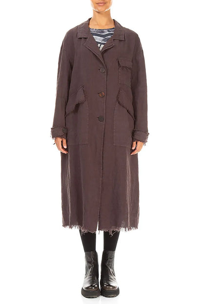 Raw Truffle Brown Linen Jacket Coat 1