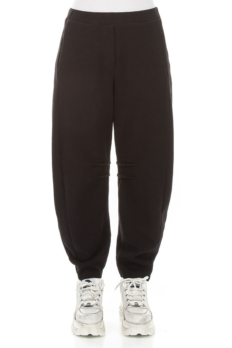 Relaxed Barrel Black Cotton Trousers 1