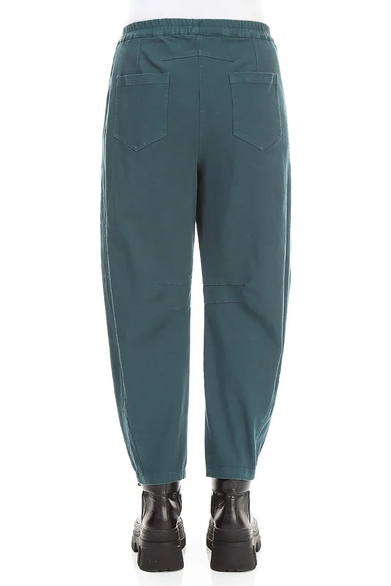 Relaxed Barrel Deep Turquoise Stretch Cotton Trousers 2