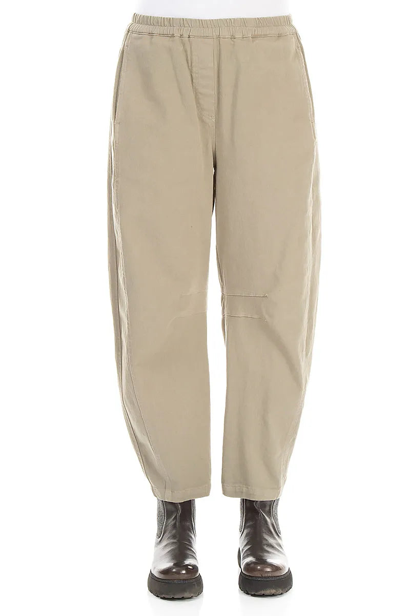 Relaxed Barrel Olive Grey Stretch Cotton Trousers 1