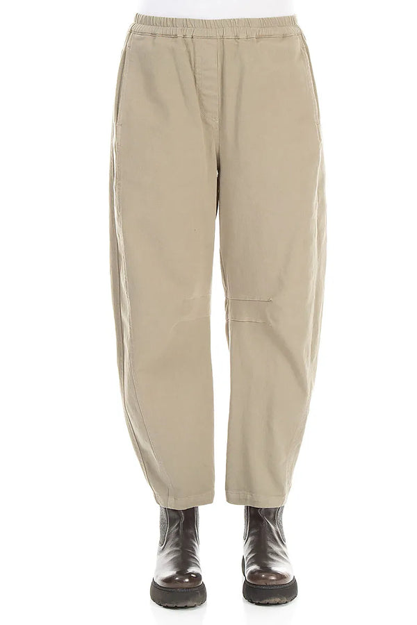 Relaxed Barrel Olive Grey Stretch Cotton Trousers 1