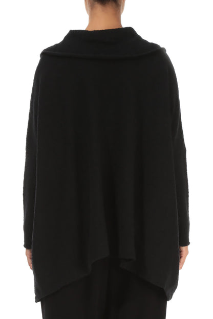 Relaxed Collar Black Wool Sweater 2