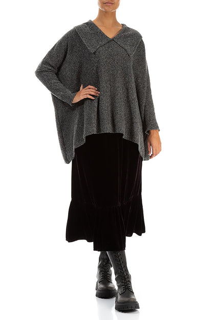 Relaxed Collar Grey Wool Sweater 4