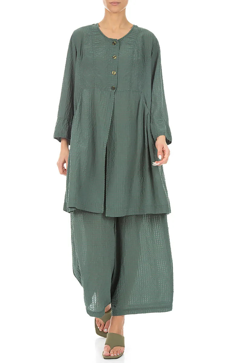 Relaxed Sage Textured Silk Trousers 4