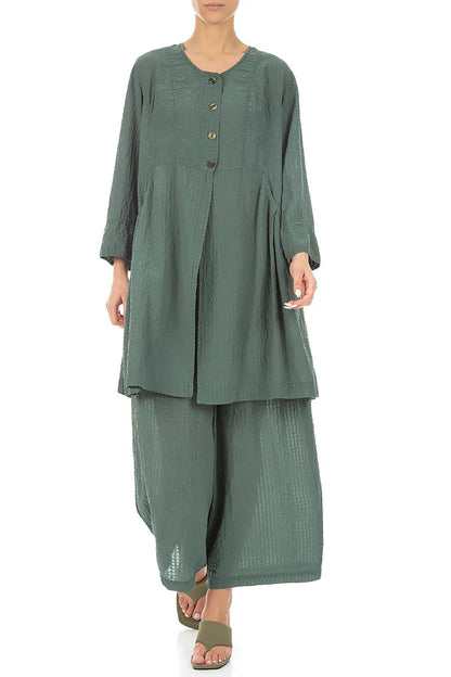 Relaxed Sage Textured Silk Trousers 4