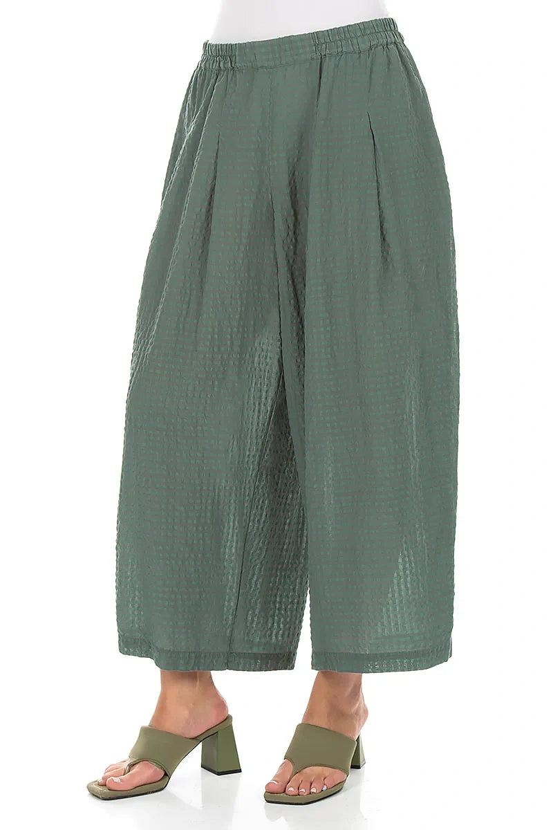 Relaxed Sage Textured Silk Trousers 3