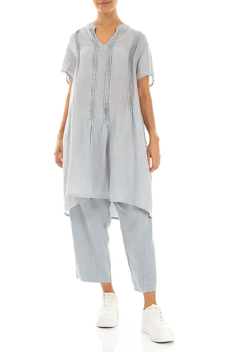Relaxed Taper Silver Grey Linen Trousers 4