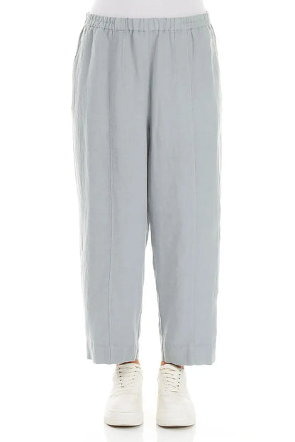 Relaxed Taper Silver Grey Linen Trousers 1