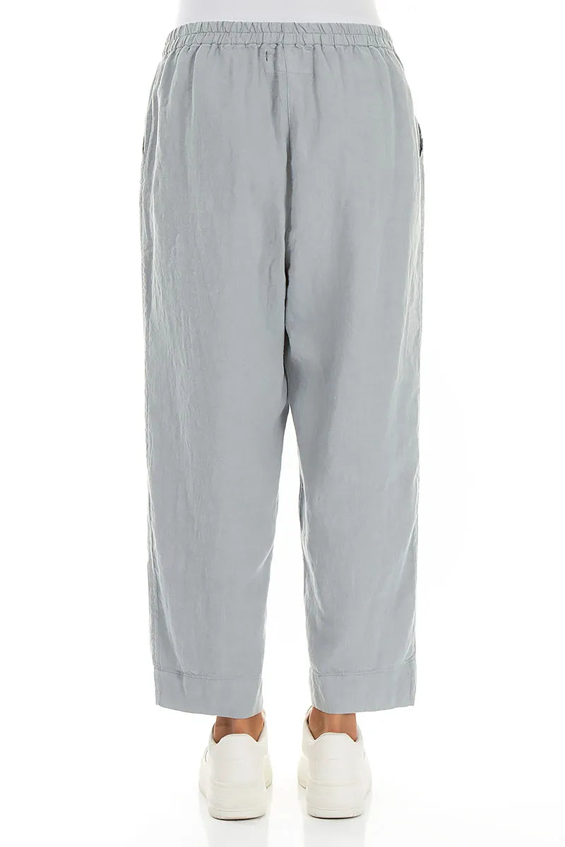 Relaxed Taper Silver Grey Linen Trousers 2