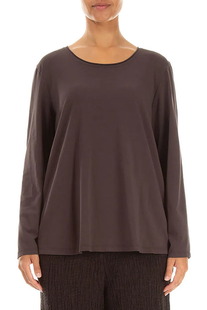 Relaxed Truffle Brown Cotton Blouse