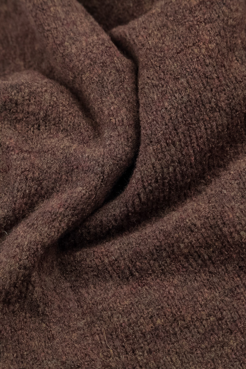Ribbed Neck Brown Wool Sweater 5
