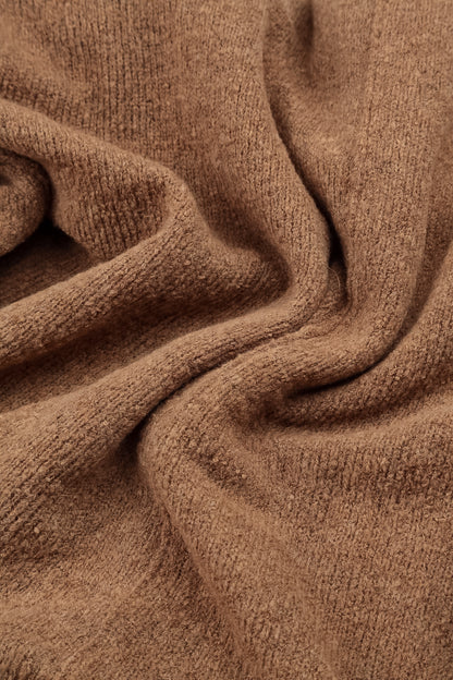Ribbed Neck Caramel Wool Sweater 5