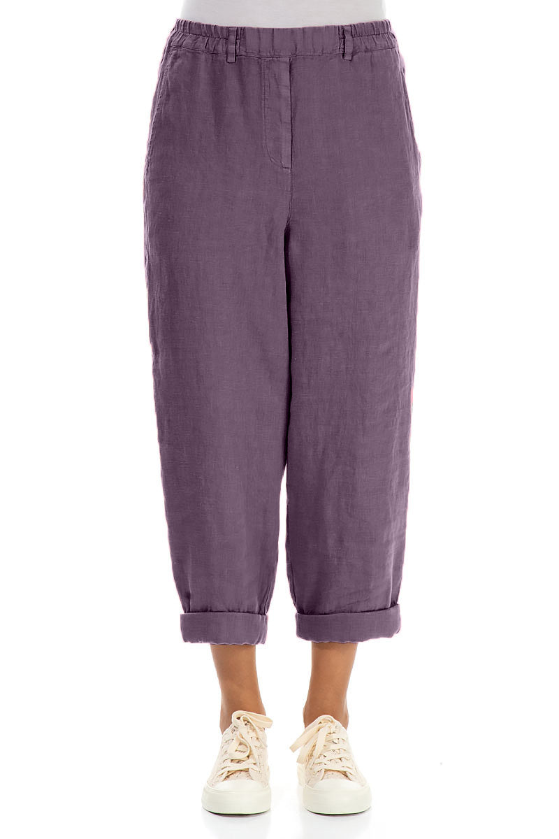 Roll Up Amethyst Linen Trousers 1